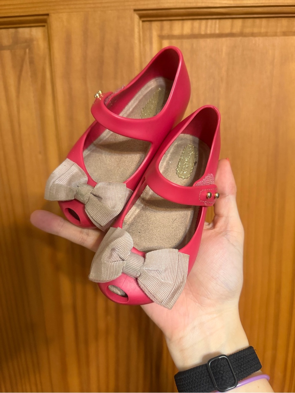 Mini Melissa Ballerina Jelly Girls Pink Mary Jane Bow Shoes 7